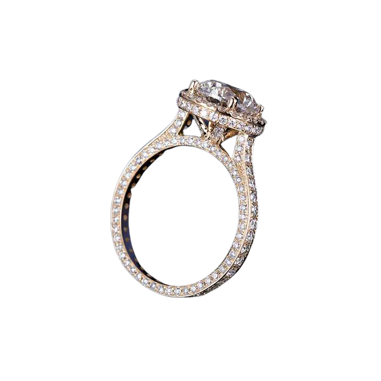 Prong Setting 3Ct Diamond Ring 14K Yellow Gold