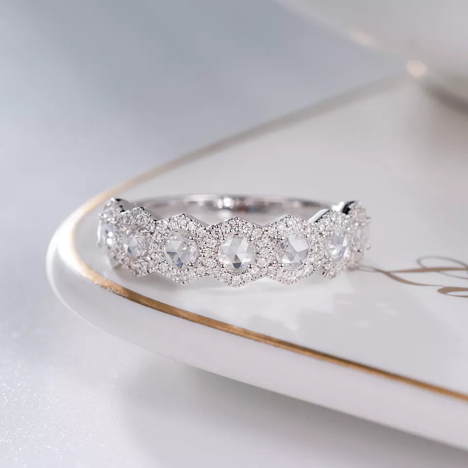 Natural White Diamond Gemstone 18k Gold Ring
