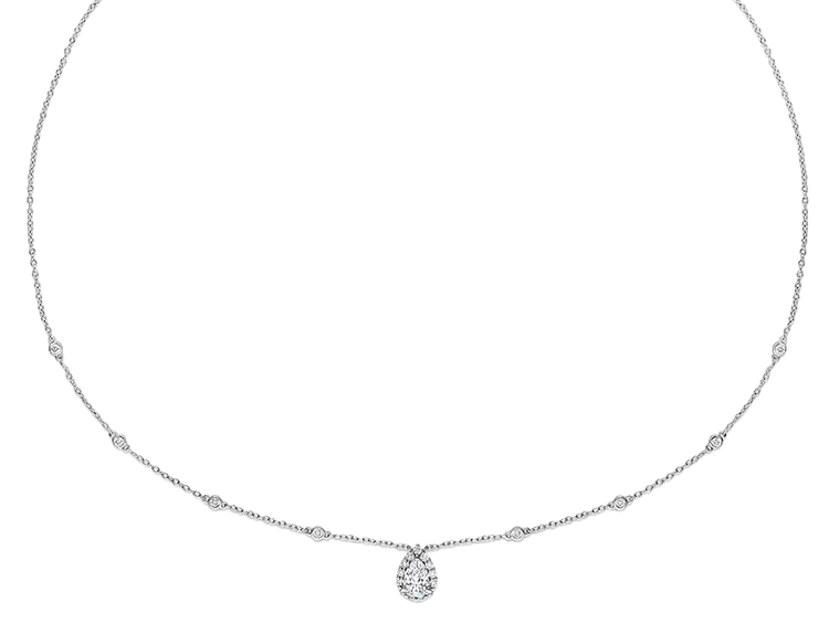 Luxury 18k White Gold Pear Cut  Diamond Necklace
