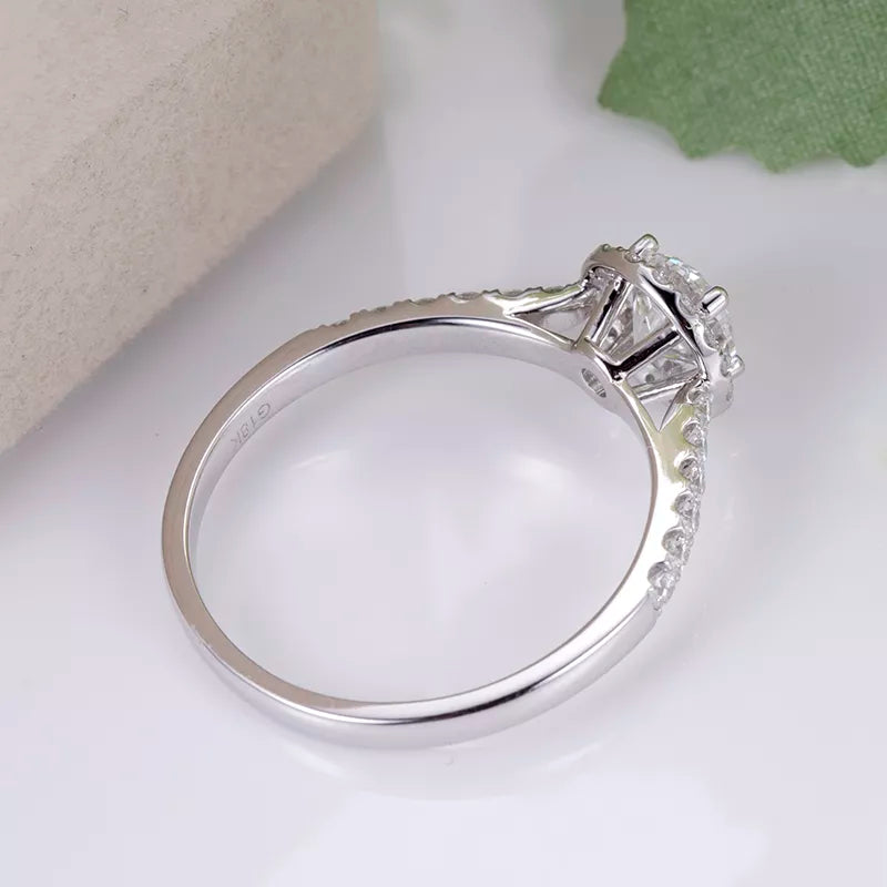18k Gold 1Ct Halo Diamond Engagement Ring