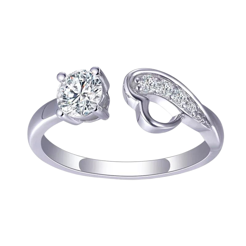 Round Design Sense 14k White Gold Lab Diamond Ring