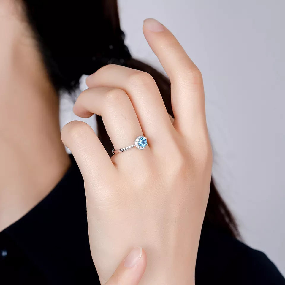 Diamond Blue Aquamarine Ring