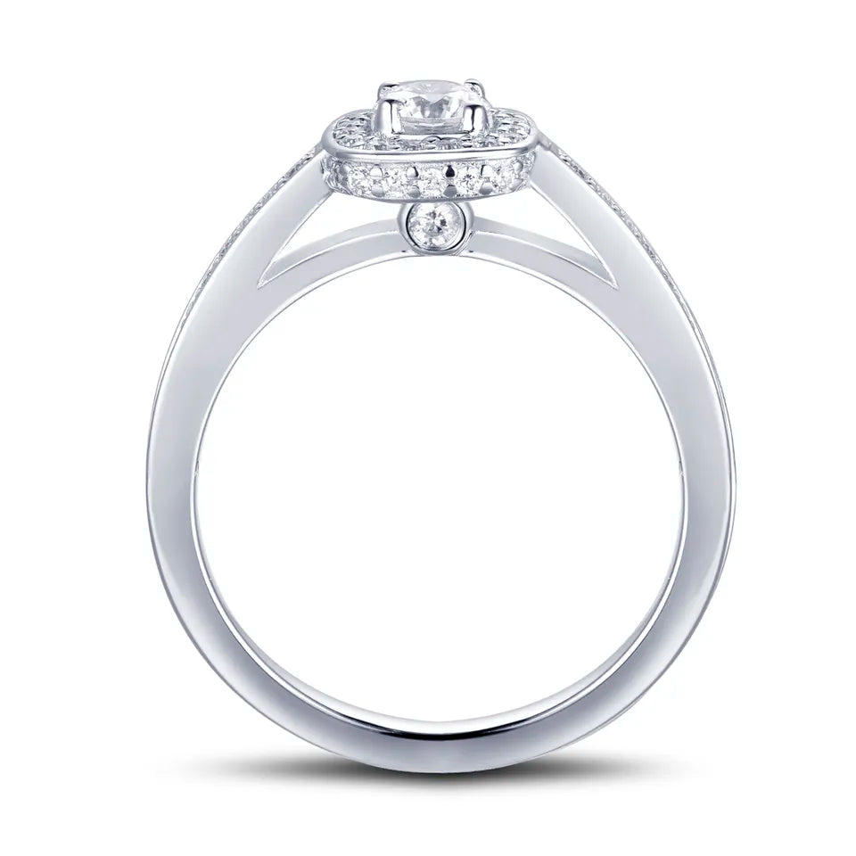 Elegant Solid Silver 925 Halo Stones Ring