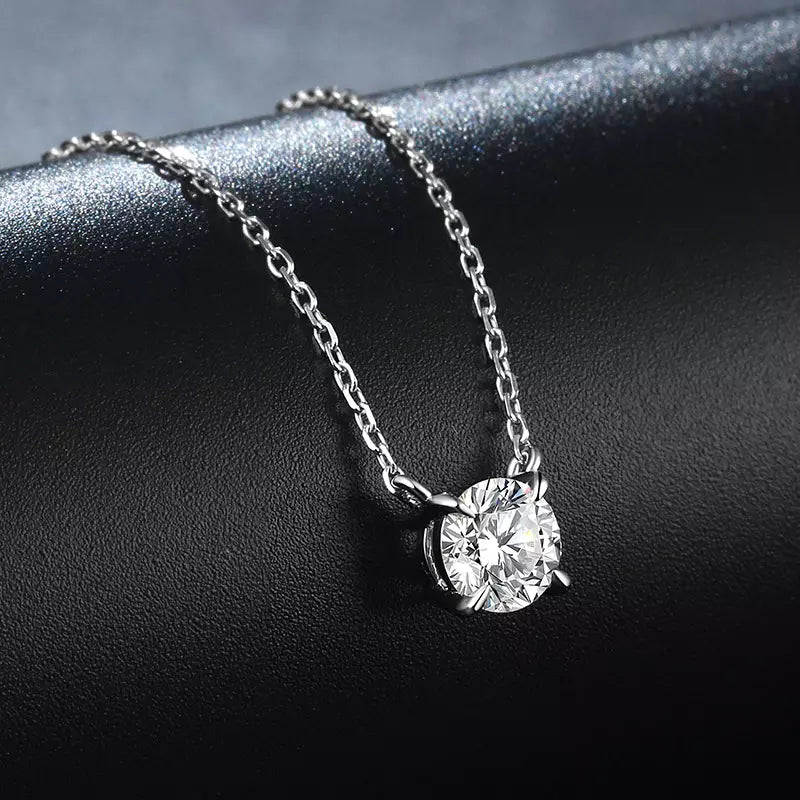 Lab Diamond Necklace 18K White Gold Round Cut