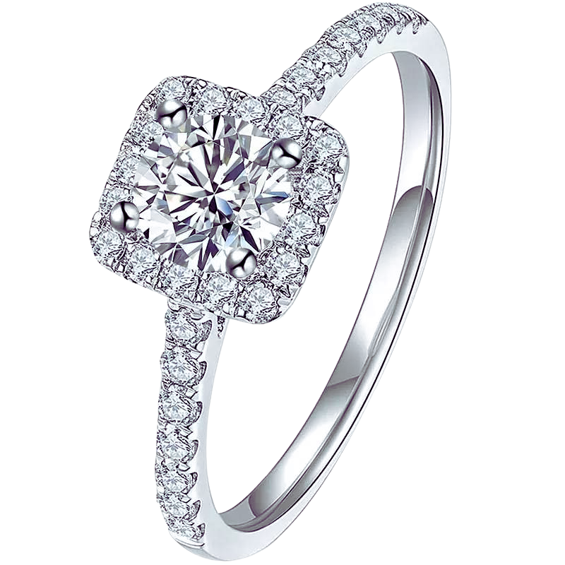 18k White Gold Halo Lab Grown Diamond Engagement Ring