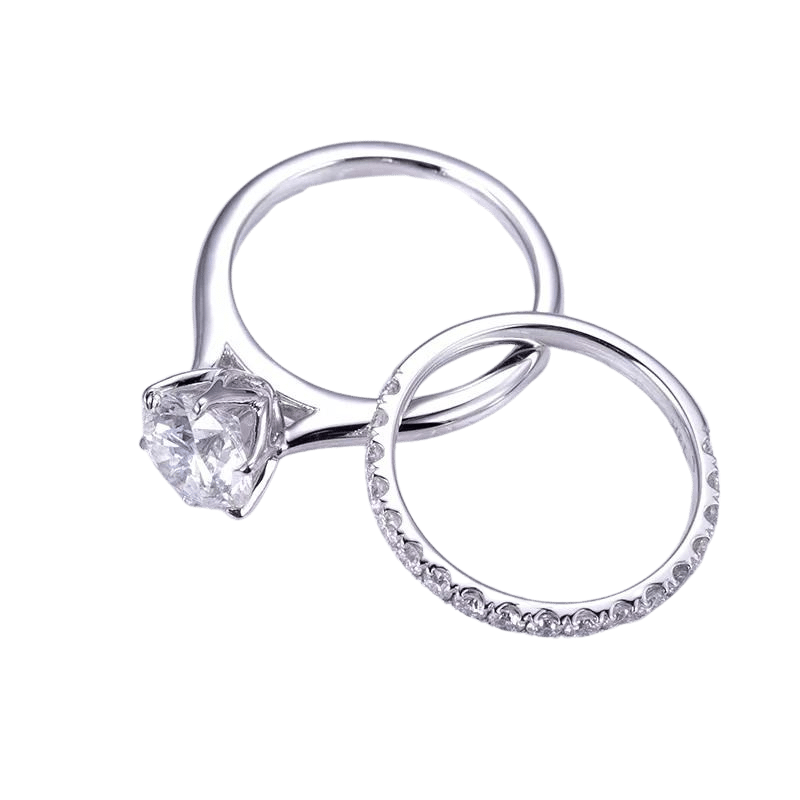 14k Gold Lab Diamond Engagement Ring Set