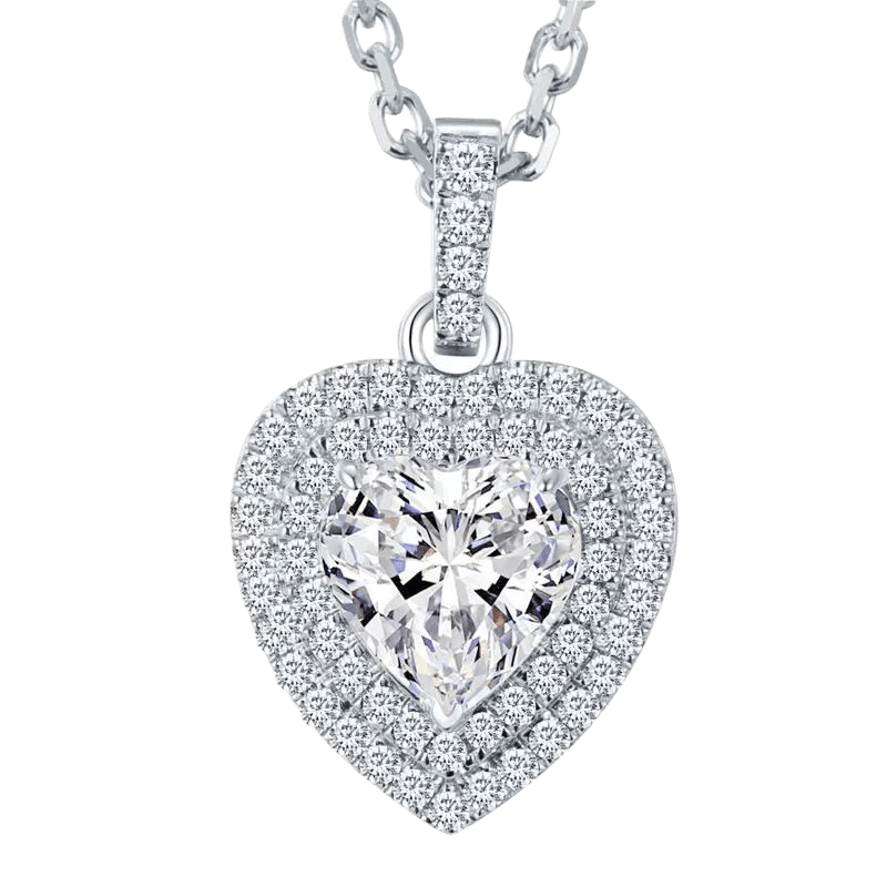 18k White Gold Heart Shape Diamond Necklace