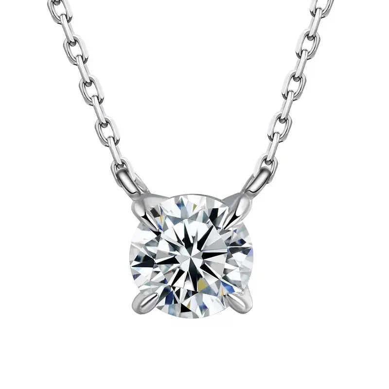 Lab Diamond Necklace 18K White Gold Round Cut