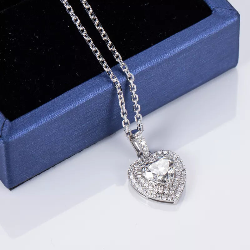 18k White Gold Heart Shape Diamond Necklace
