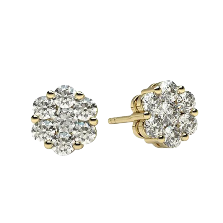 Luxury 18k Gold Dazzling Diamond Studs Earrings