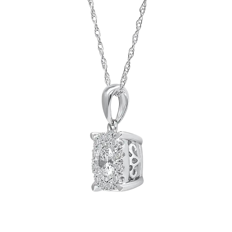 Luxury 18k White Gold Round Brilliant Cut Lab Diamond Necklace