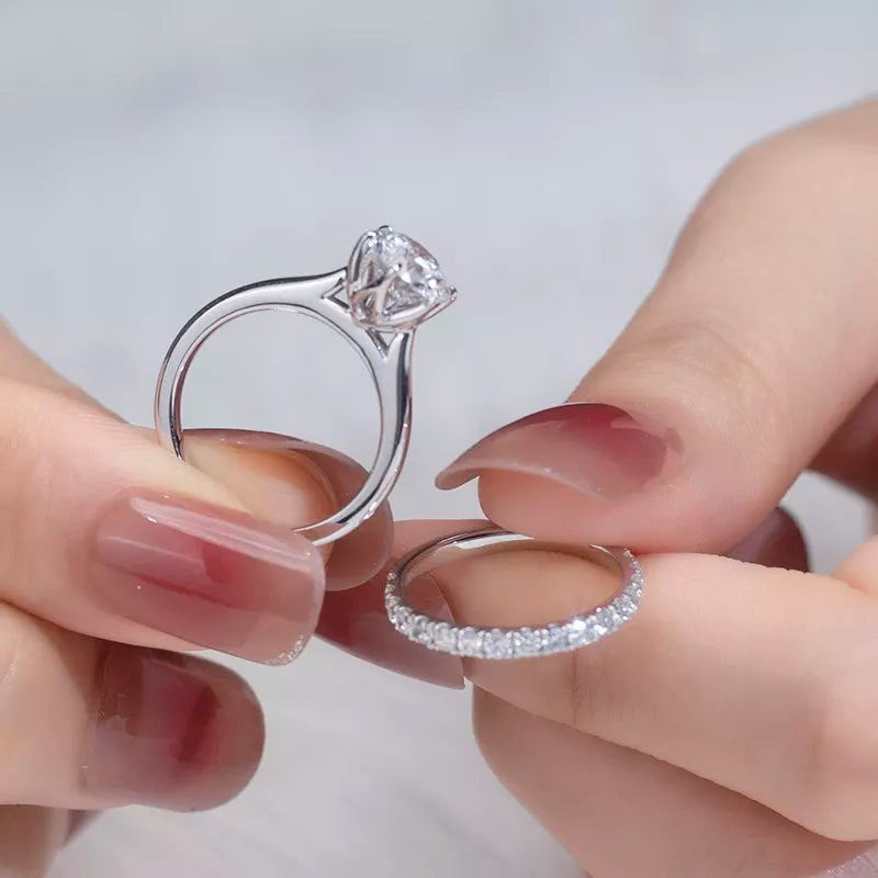 14k Gold Lab Diamond Engagement Ring Set