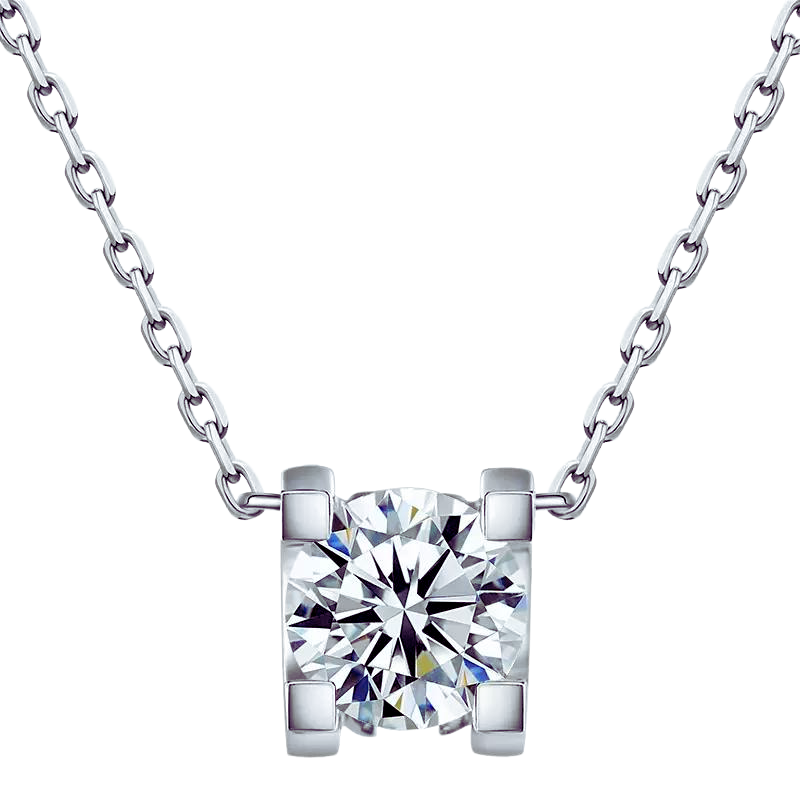 Round Cut Diamond Necklace 18K White Gold