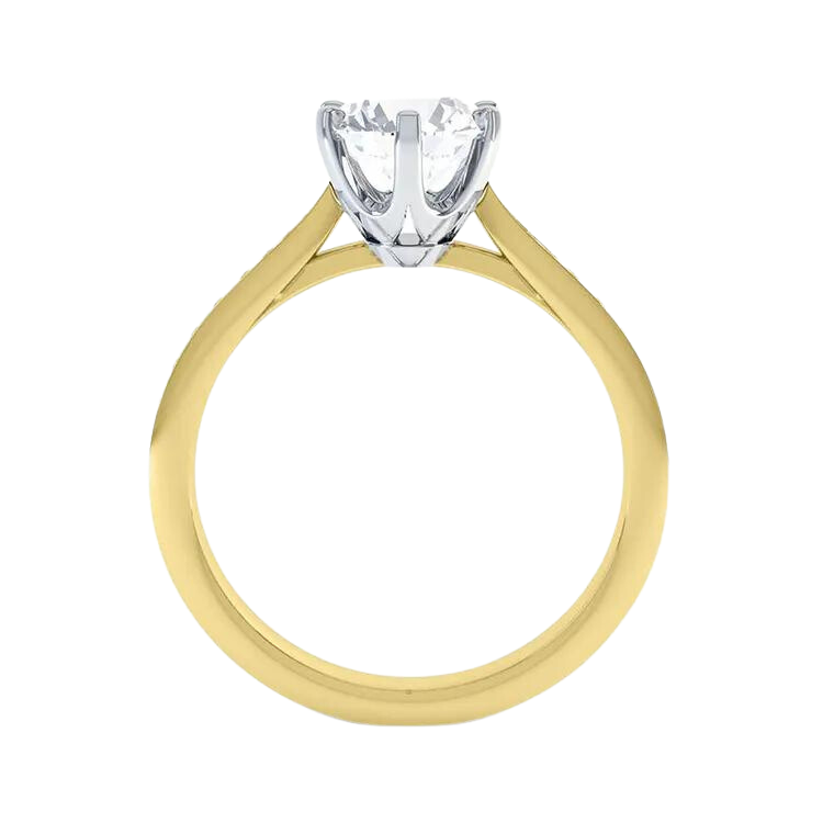 Designer 18k Gold Round Brilliant Cut Lab Grown Diamond Engagement Ring