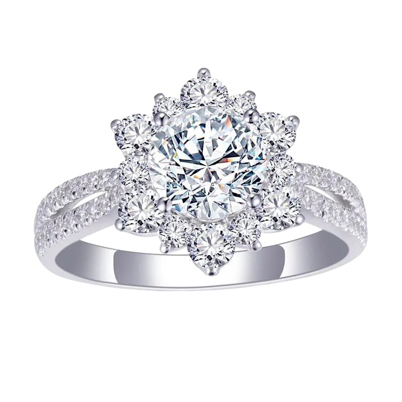 18k Gold 1Ct Flower Diamond Ring