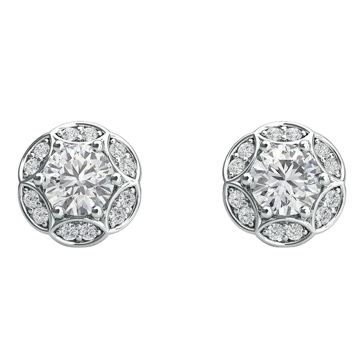 18k Gold Round Diamond Stud Earrings