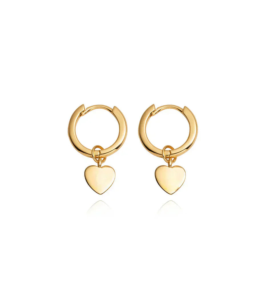 Sterling Silver Heart Pendant Earrings (Gold)