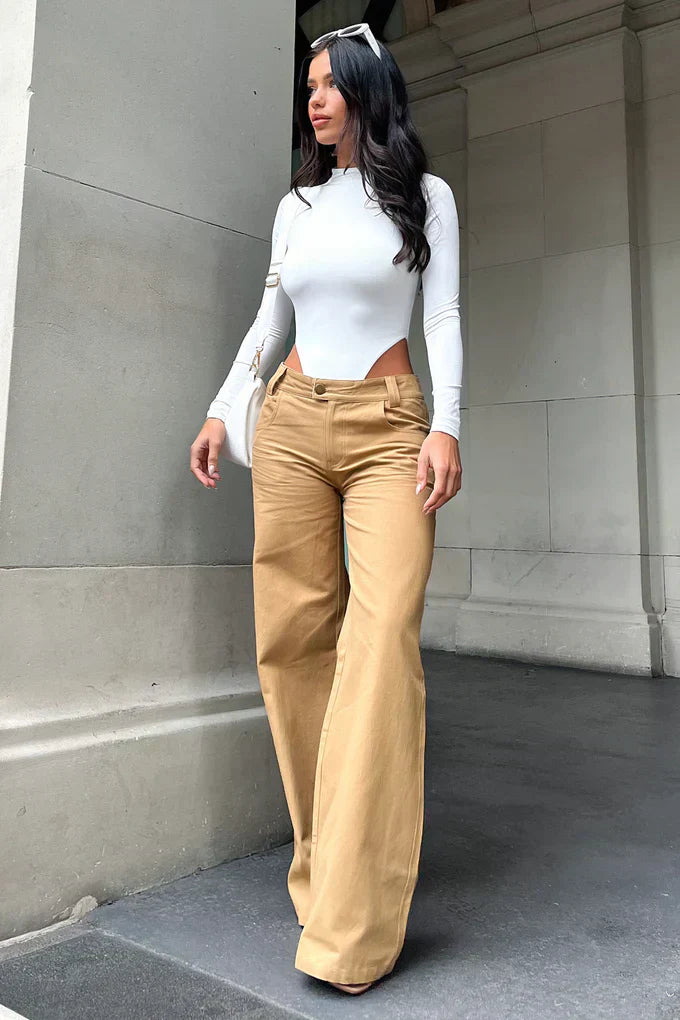 Wide Leg Jean - Tan