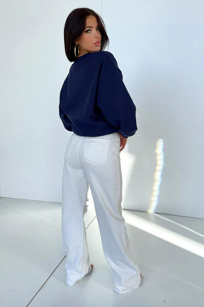 Semi-Wide Leg Jeans - White