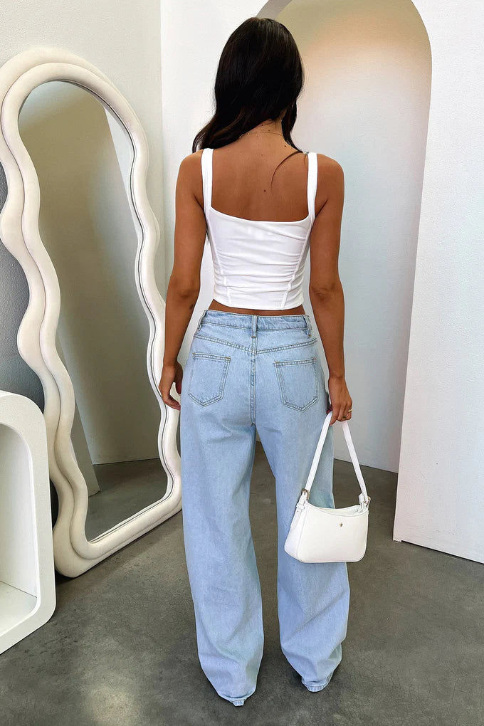 Wide Leg Jeans - Blue Denim